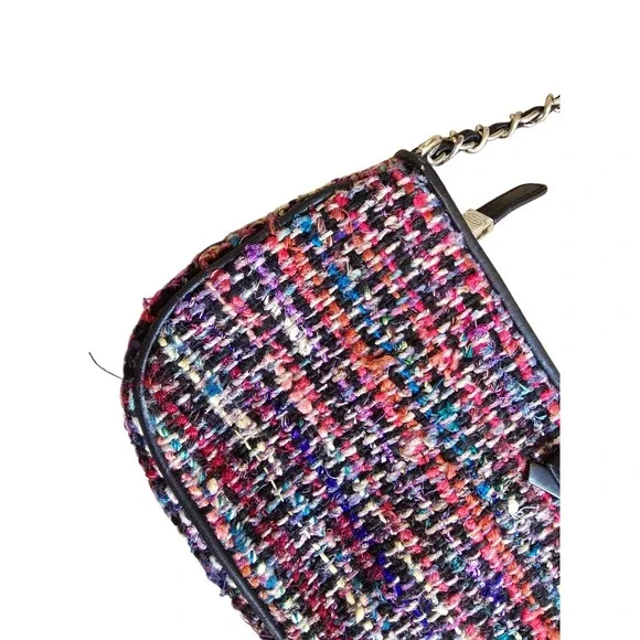 Talbots Tweed Purse Chain Shoulder Strap Bag Black Multicolor Small - Picture 8 of 8